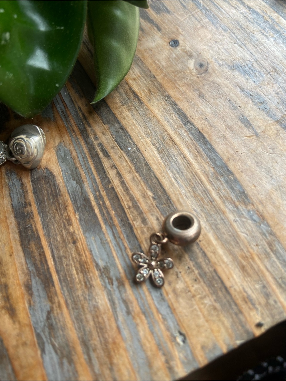 Rose gold flower bead from KAY’s Jewelry store. Fits Pandora bracelet